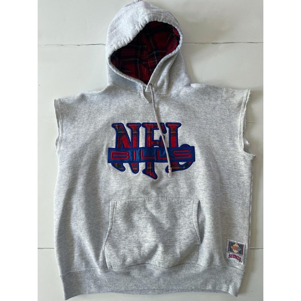 Vintage Buffalo Bills Sleeveless Sweatshirt Mens Medium Gray NFL Nutmeg Mills